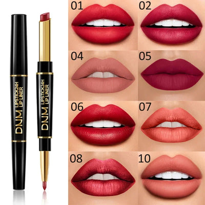 12 Colors 2 In1 Long-lasting Lip Liner Matte Lipsticks Portable Lip Pencil Waterproof Moisturizing Lip Makeup Contour Cosmetics