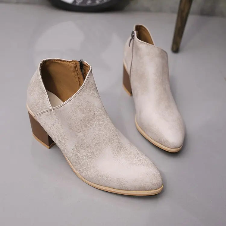 Summer Women Shoes Retro High Heel Ankle Boots Female Block Mid Heels Casual Botas Mujer Booties Feminina Plus Size 43