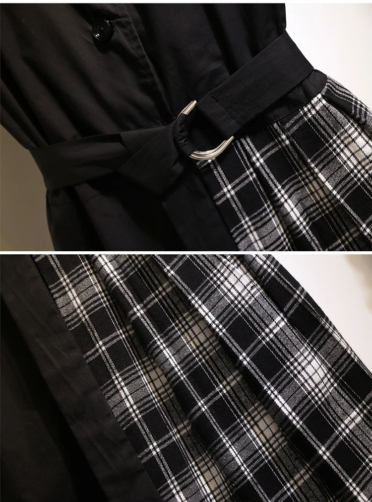 Summer Plus Size Women's Casual Dress Loose Comfortable Splicing Design Mid-length Dress 2025 New Women's Clothing Office Dress