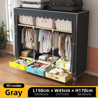 Large Fabric Wardrobe Portable Closet Organizer Multi-layer Dustproof Storage Cabinet for Rental Room or Bedroom