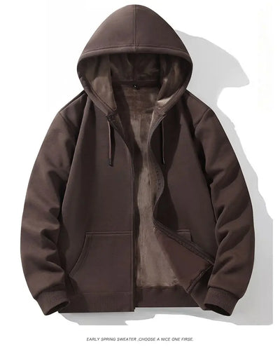 Blue Hoodies Women Sweatshirt Spring Autumn Zipper Coat Pocket Hooded New Loose Solid Color Jacket Trend Handsome Men Tops