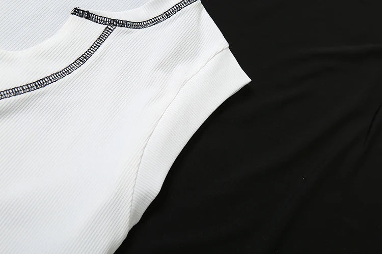 Weird Puss Casual Sporty 2 Piece Set Summer Women Tracksuit Basic Plain Vest+Cycling Shorts Matching Skinny Streetwear Outfits