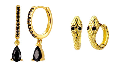 925 Sterling Silver Needle Fashion Round Pendant Small Earrings Luxury Gold Hoop Earrings for Women Premium Black Jewelry Gifts
