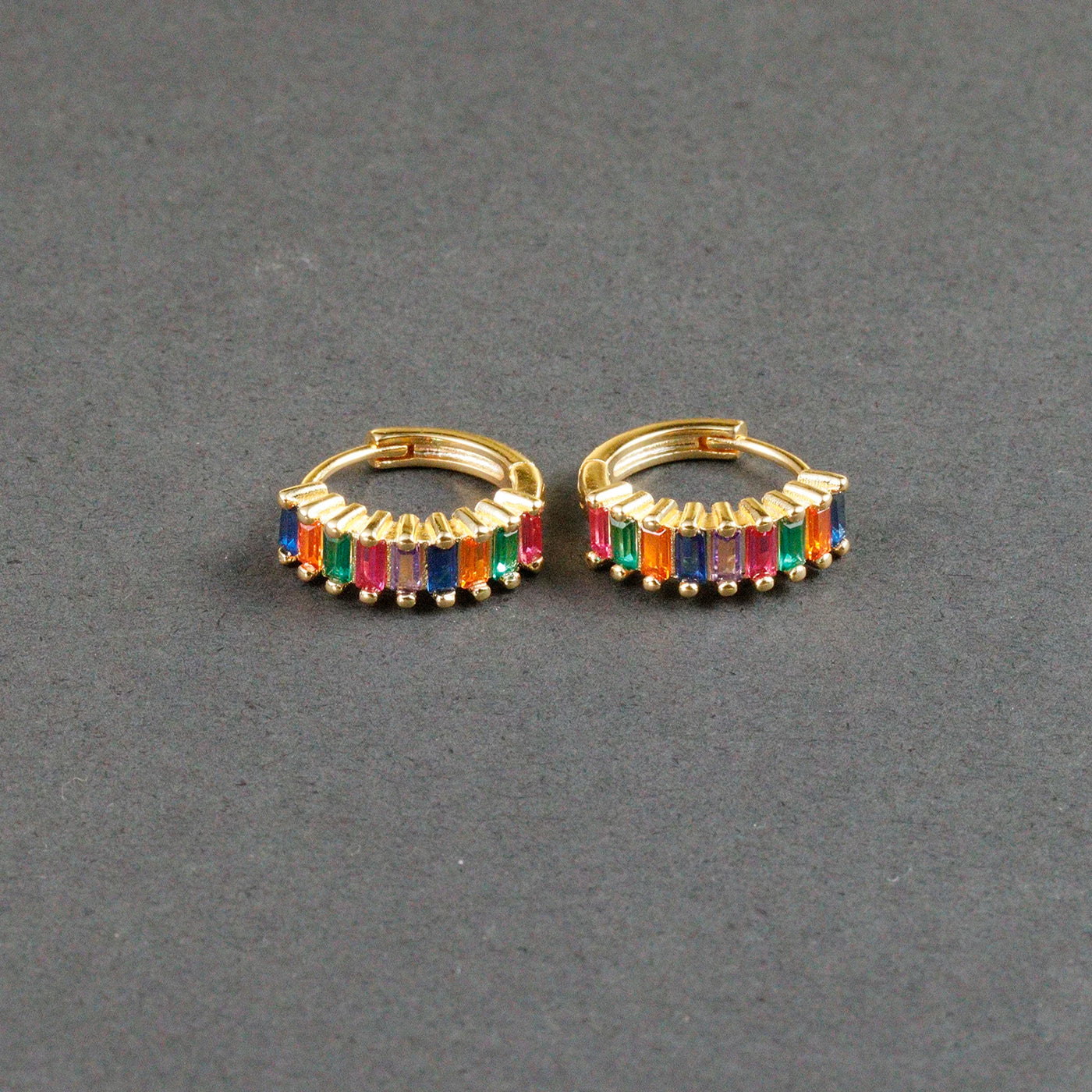 Fashion Multicolor Zircon Crystal Small Hoop Earrings Women Stainless Steel Flower Square Cartilage Earring Piercing Jewelry