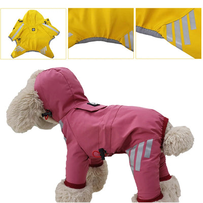 Waterproof Pet Clothes PU Dog Raincoat with Hood for Small Medium Dogs Cats Jacket Chihuahua Hoodie Poodle Pug Jumpsuit Outfits