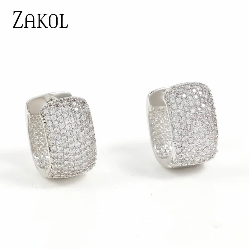 ZAKOL New Fashion U Shape Gold Color Hoop Earrings For Women Wedding Anniversary Gift Jewelry Wholesale