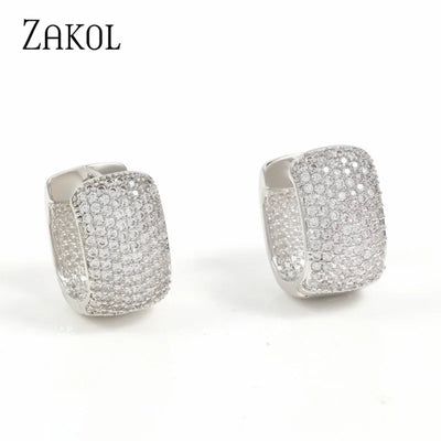 ZAKOL New Fashion U Shape Gold Color Hoop Earrings For Women Wedding Anniversary Gift Jewelry Wholesale