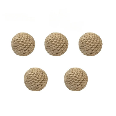 10pcs Solid Colored Sisal Ball Cat Teasing Toy Ball Self Hi  Grinding Teeth Durable Cat Teasing Stick Cat Making Sound Bell Ball