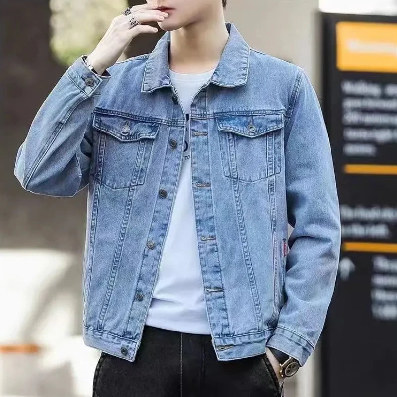 Jeans Coat for Men Black Autumn Denim Jackets Man High Quality Winter 2024 Low Cost Joker Fashion Large Size Menswear New in Y2k