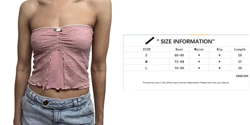 Xingqing y2k Off Shoulder Top Women Fairy Grunge Clothes Summer Sleeveless Lace Trim Patchwork Strapless Tshirt 2000s Streetwear
