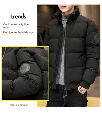 Autumn and winter standing collar cotton jacket men's thick warm fashion jacket casual jacket warm cotton jacket winter clothing