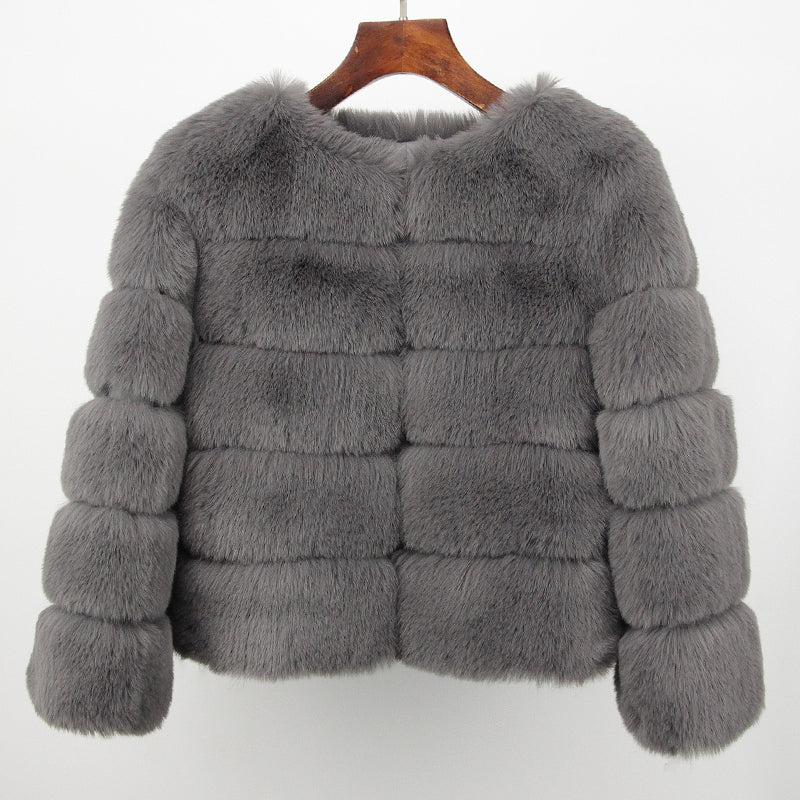 2023 Faux Fur Coat New Luxury Brand Winter Jacket Women Elegant Thick Warm Outerwear Streetwear Fake Fox Rabbit Fur Fashion