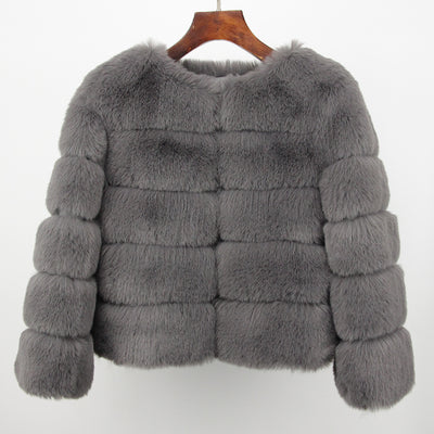 2023 Faux Fur Coat New Luxury Brand Winter Jacket Women Elegant Thick Warm Outerwear Streetwear Fake Fox Rabbit Fur Fashion