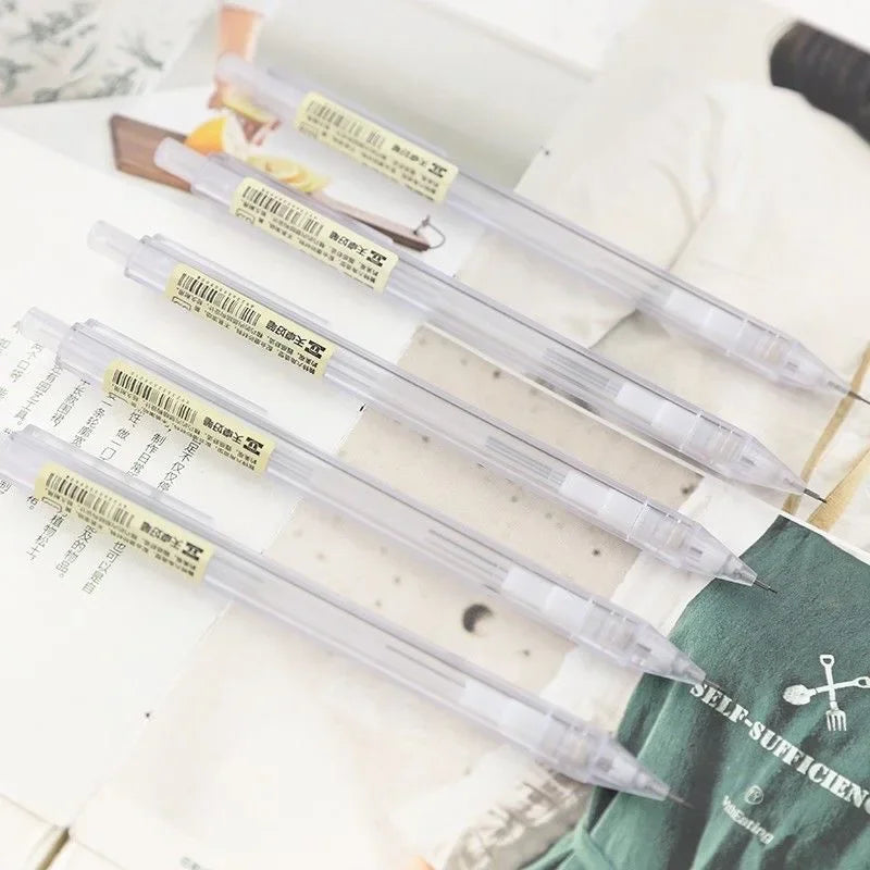 Mixed Loading 0.5&0.7mm Mechanical Pencil White Simple Automatic Pen for Students School Supplies Office Accessories Stationery