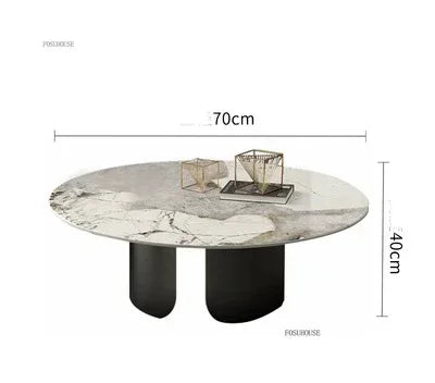 Light Luxury Italian Coffee Tables for Living Room Small Round Rock Slab Designer Table Minimalist Smooth Side Table for Office