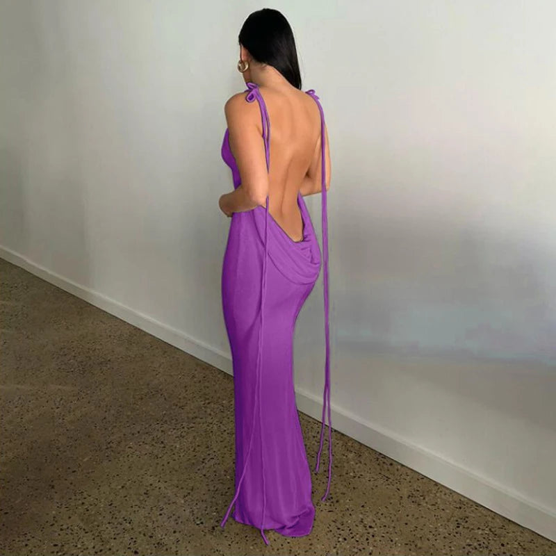 2024 New Summer Fashion Sexy Strapless Dress Strapless Hang Neck Temperament Dress