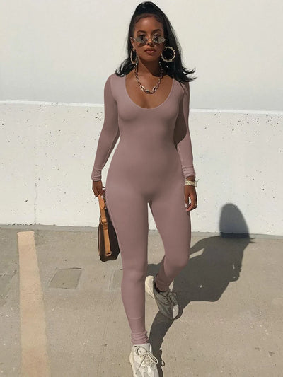 Dulzura Women 2024 Autumn Winter Long Sleeve Bodycon Streetwear Jumpsuit Overall One Piece Outfit Wholesale Items for Business
