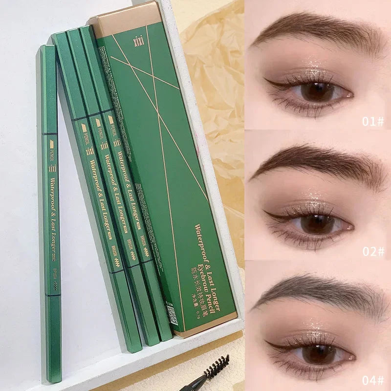 2 In1 Fine Triangle Eyebrow Pencil Eyebrow Brush Long Lasting Waterproof Sweatproof Ultra Precise Brow Definer Eye Brow Makeup