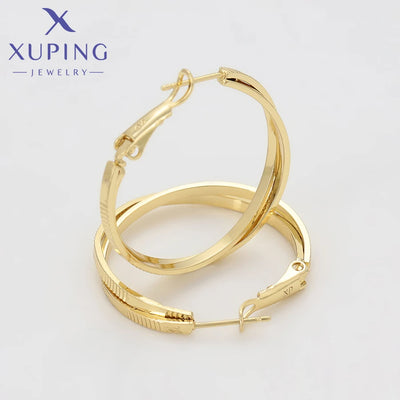 Xuping Jewelry New Arrival Trendy Fashion Серьги Light Gold Color Hoop Earrings for Women Girl Party Gift X001019741
