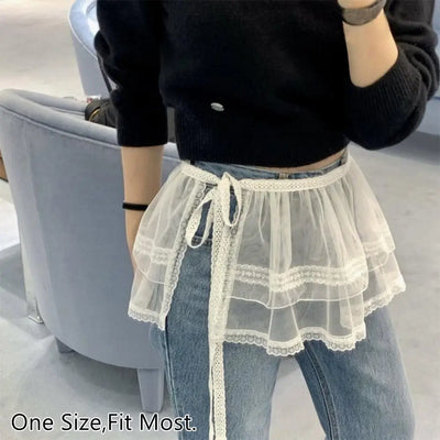 Embroidered Flower Lace Mini Skirt