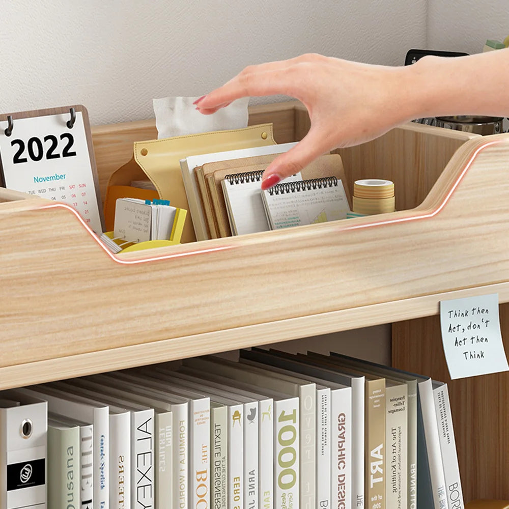 Wooden Bookshelf Rack Desk Filing Holder Organizer Tabletop Bookcase Furniture