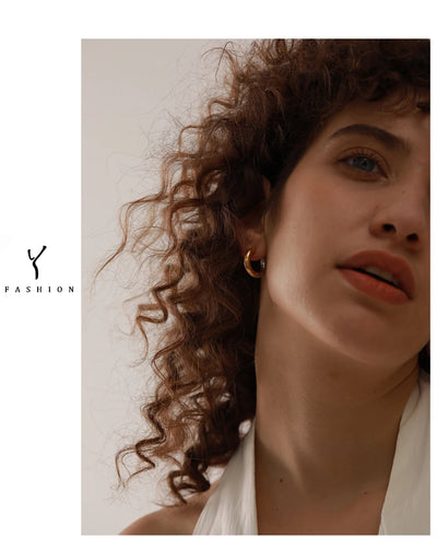 Yhpup  Chic Stainless Steel Geometric Round Hoop Earrings Women Gold Silver Color Charm Trendy Fashion Temperament Jewelry