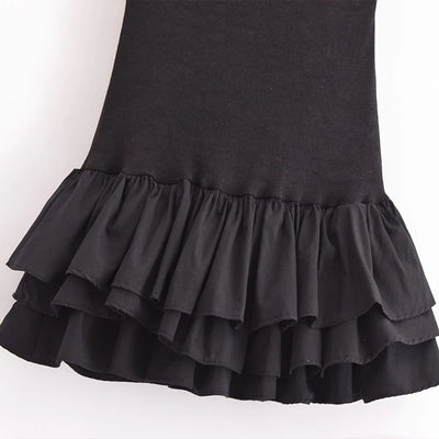 Off Shoulder Strapless Mini Dress Knitted Ruffle Layered Decorative Hem Dress Summer Backless Sexy Daring Party Short Dresses