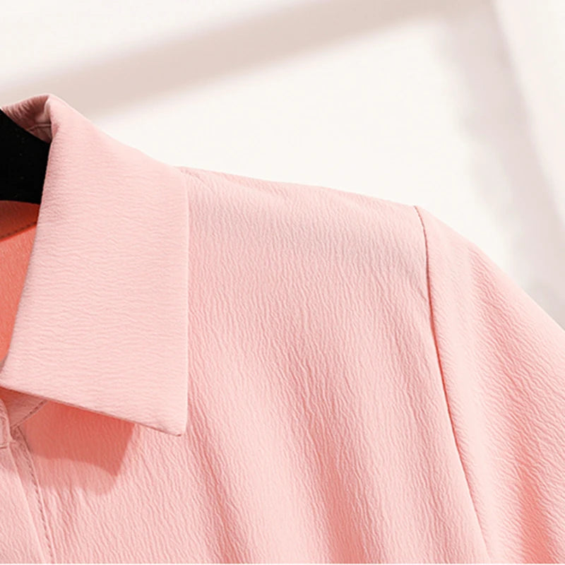 Plus Size Polo Shirt Women Summer 2025 New Korean Style Large Size Loose Chiffon Blouse Women Slim Waist Casual Tops Female
