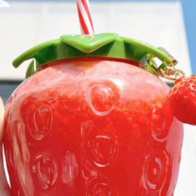 1Set Practical Juice Drinking Cup Lightweight Leak Proof Water Bottle 500ML Capacity PP Strawberry Straw Cup Kitchen Accessories