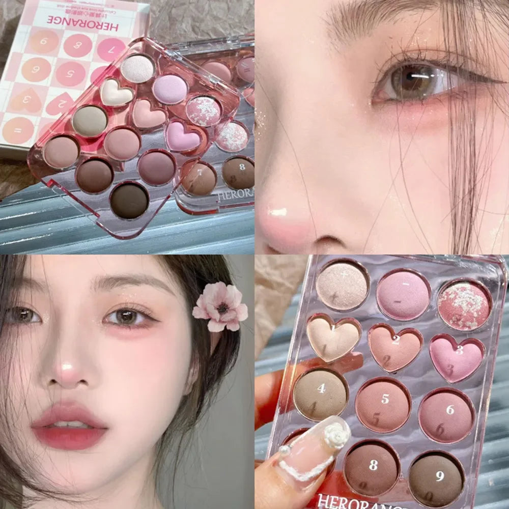 Calculator Love Eyeshadow Palette 12 Colors Matte Pearlescent Glitter Non-Flying Powder Earth Color Eyeshadow