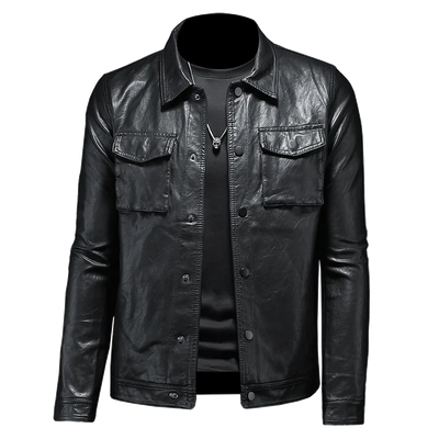 2024 Autumn and Winter New Men's Fashion Handsome with Fine Lapel Motorcycle Leather Coat Slim Stylish Man  Men Jacket