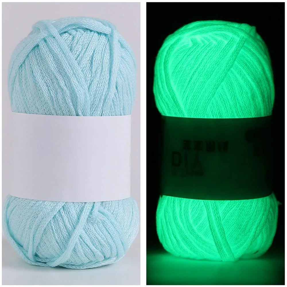 50g/Ball 4mm 80 Meters Luminous Yarn Fluorescent Glow in The Dark Yarn for DIY Arts Crafts Knitting Sweater Hat Scarf Thread