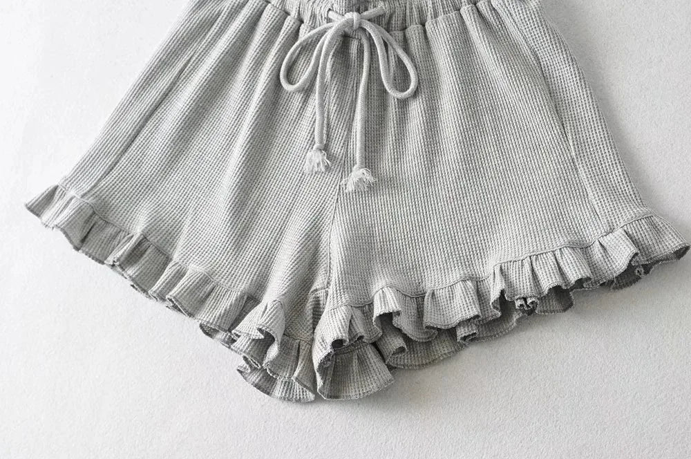 2025 New Summer Ruffled Shorts Fashion Women Y2K Solid Higt Waist Comfortable Loose Short Pants Casual Streetwear Chic Clothing