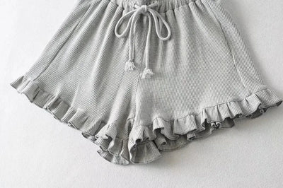 2025 New Summer Ruffled Shorts Fashion Women Y2K Solid Higt Waist Comfortable Loose Short Pants Casual Streetwear Chic Clothing