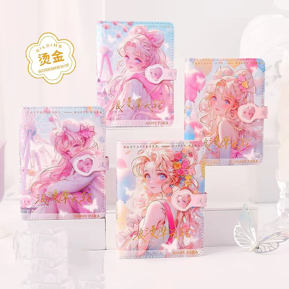 256 Page Children Cute Notebook Color Page Illustration Magnetic Button Soft Leather Diary Student Planner Agenda Notepad Book
