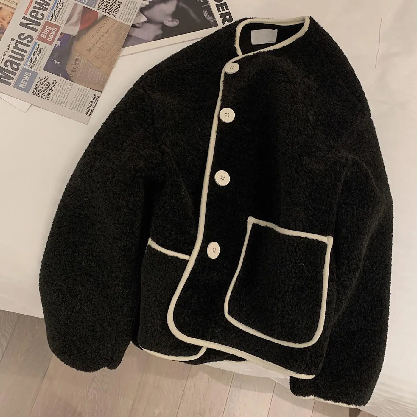 Women Autumn Winter Warm Teddy Coat Berber Fleece Round Collar Short Jacket Plush Outerwear Female Fashion Streetwear Clothes