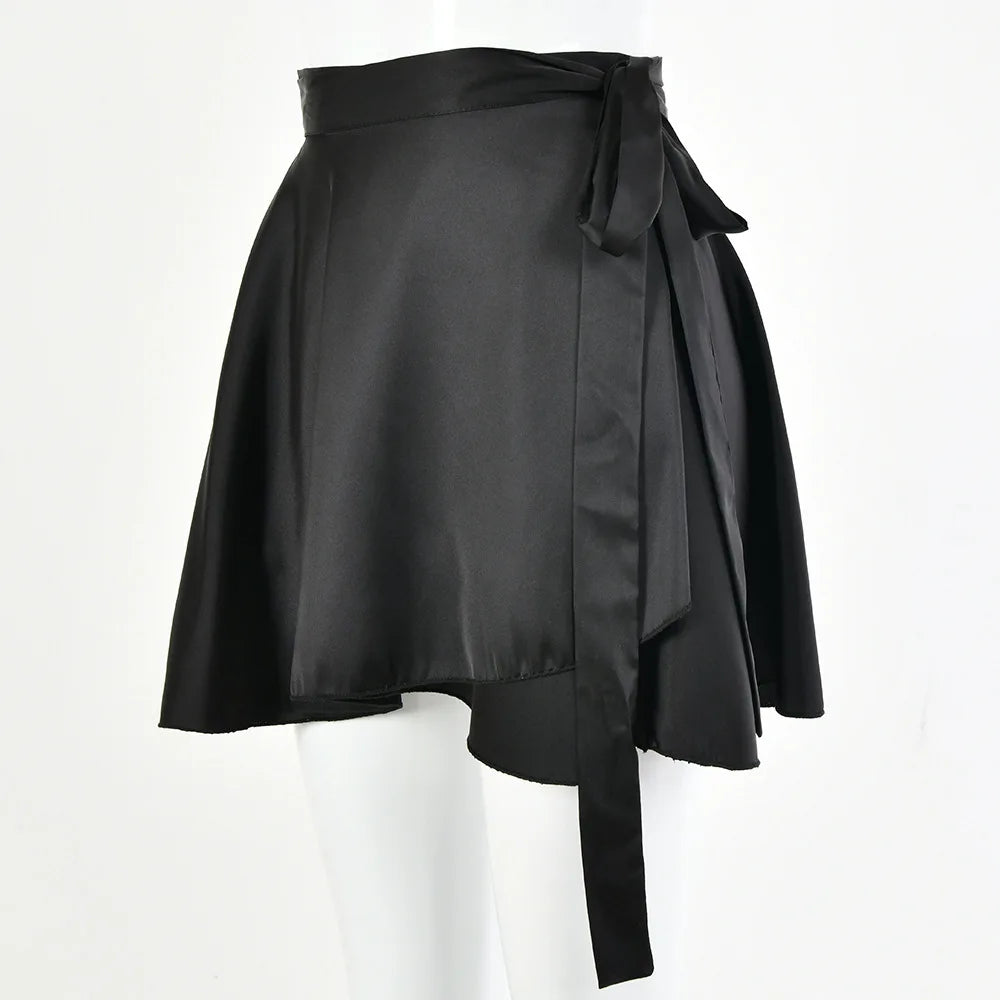 White Women Pleated Skirts Summer High Waist Girls Dancing Mini Skirt Fashion A Line irregular Short skirt solid sexy aesthetics