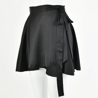 White Women Pleated Skirts Summer High Waist Girls Dancing Mini Skirt Fashion A Line irregular Short skirt solid sexy aesthetics
