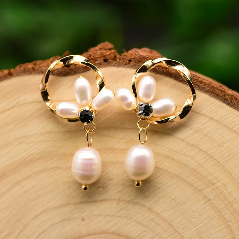 925 Sterling Silver Colorful Tassel Fresh Water Pearl Hoop Earrings Original Design Handmade Womans Luxe Jewelry GE0904