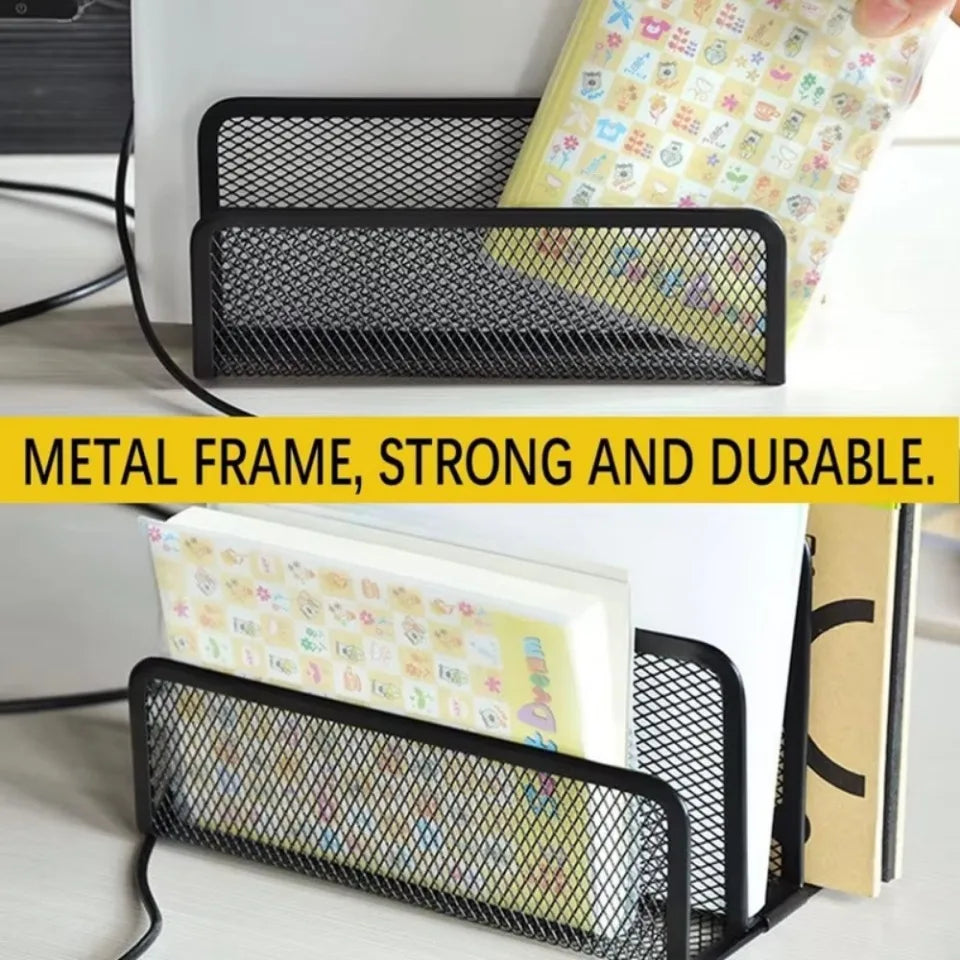 3-layer Papers Trays Notebook Stand Rack Desk Black Metal Iron Mesh Holder for Magazine Document File Book Rack Organizer Office