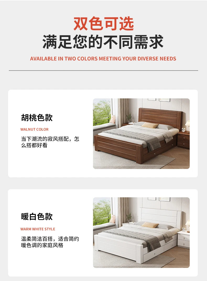 Wooden Cheap Storage Bed Bedroom Elegant Pretty Luxury Full Size Frame Bed Bases Queen Home Cama Box Casal House Accessories