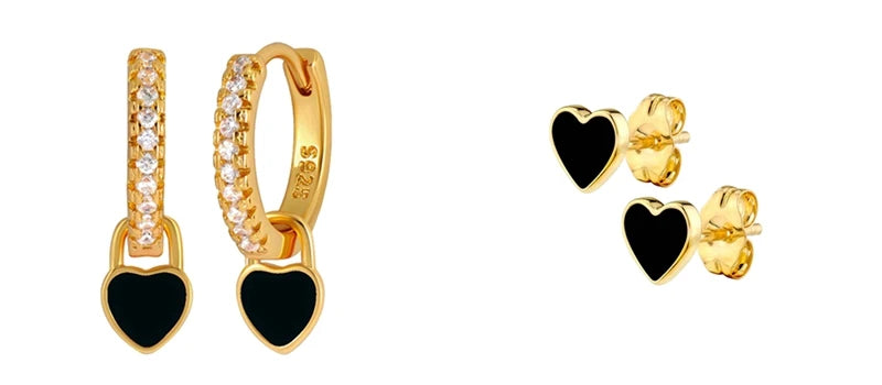 925 Sterling Silver Needle Fashion Round Pendant Small Earrings Luxury Gold Hoop Earrings for Women Premium Black Jewelry Gifts