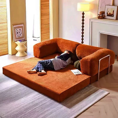 Italian Compressed Soft Sofa Convenient Minimalist Retro Corduroy Sofa Bed Foldable Washable Customizable for Living Room