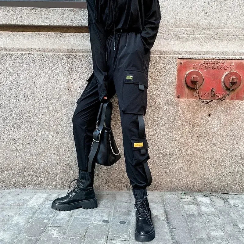 Hip Hop Women's Sweatpants Sports Fashion Cargo Pants Female Korean Harem Pants Black Loose Casual Joggers Plus Size Trousers