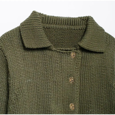 Fashion Knitted Cardigan Mini Skirt Sets Women Greenl Long Sleeve Single-breasted Sweater 2 Piece Set Lady All-matching Outfit