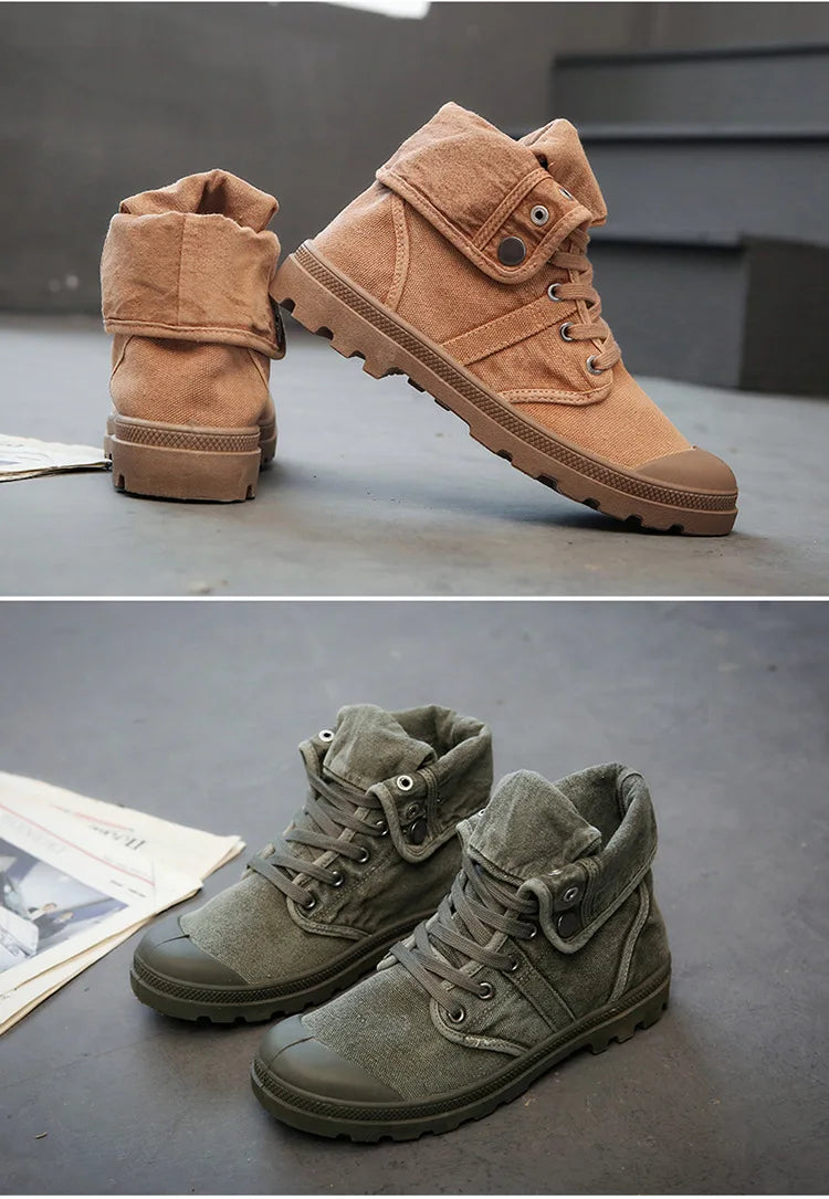 Ankle Boots for Men Sneakers Lace-up Outdoor Men Casual Shoes Flats Breathable Comfortable Canvas Shoes Male Zapatos Hombre