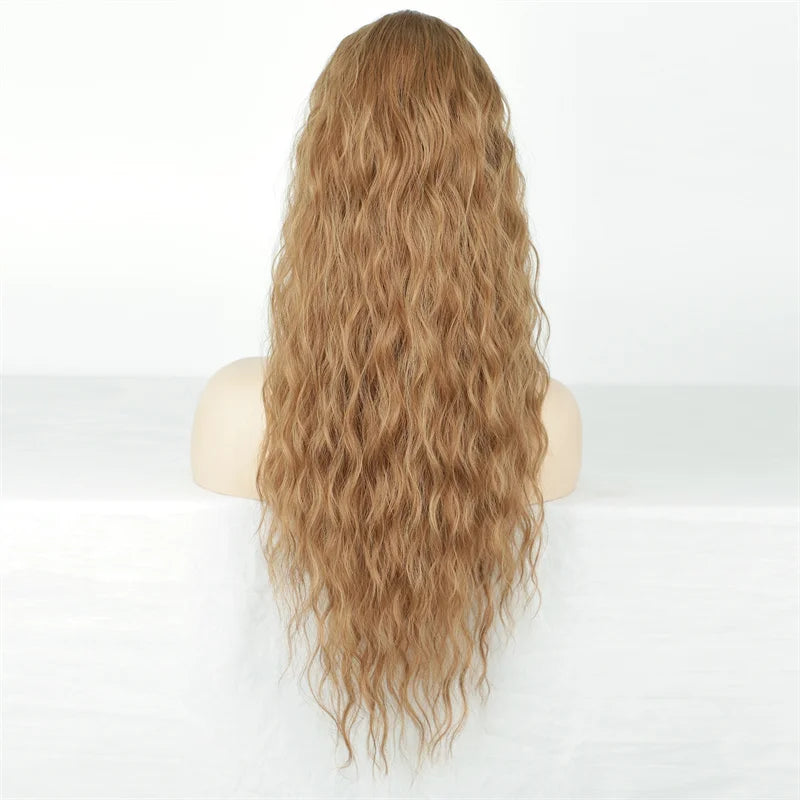 Curly Wavy Drawstring Ponytail Extension Long Clip In Ponytail Hair Extensions for Black Women Blonde Synthetic Fake Hairpieces