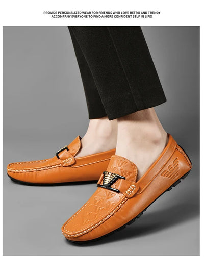 High-end Top-grain Cowhide Korean-style Bean Shoes, Men's Genuine Leather Breathable Business Casual Leather Shoes, Men's Shoes