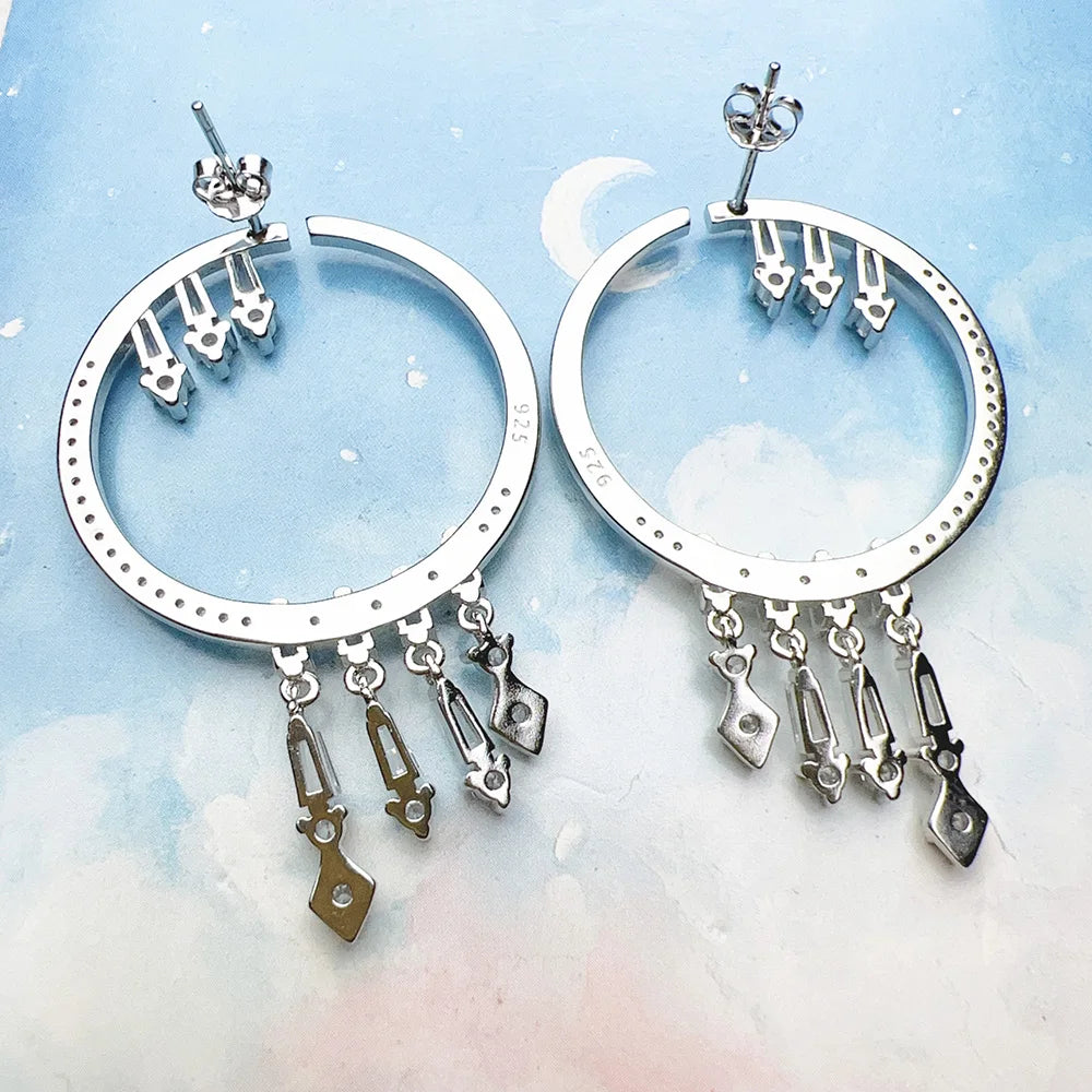 Hoop Earrings with Winter Sun Rays Fine Jewerly For Women Trendy Glamourous Gift In 925 Sterling Silver