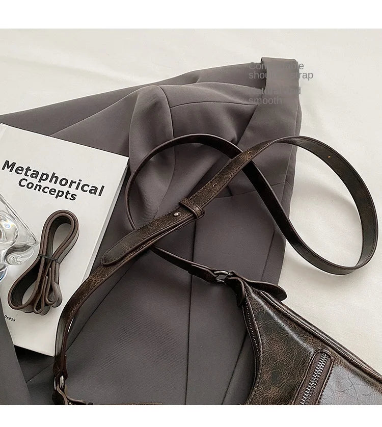 Retro Belt Design PU Leather Shoulder Bags for Women 2024 Y2K Small Vintage Female Underarm Crossbody Bag Fashion Handbags